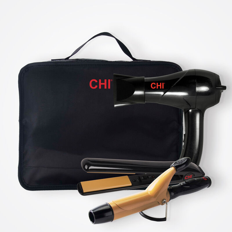 Set para viaje CHI, secadora, plancha, rizadora + Bolso Viajero