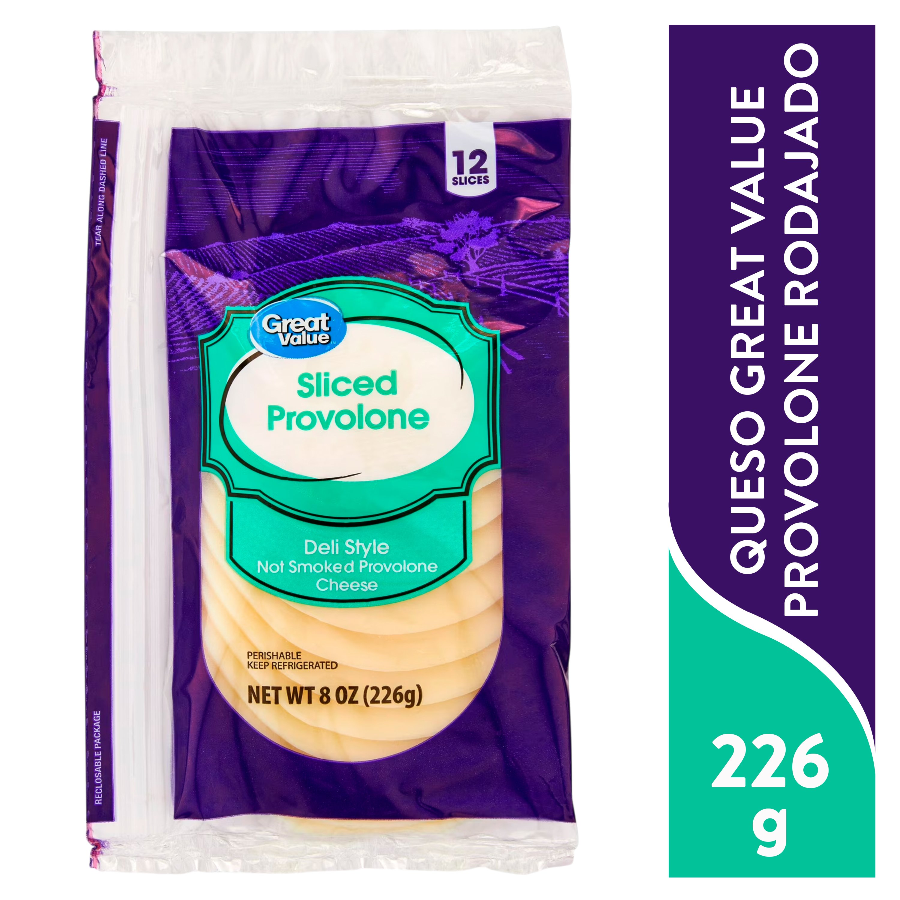 Queso Great Value Provolone Rodajado - 227Gr