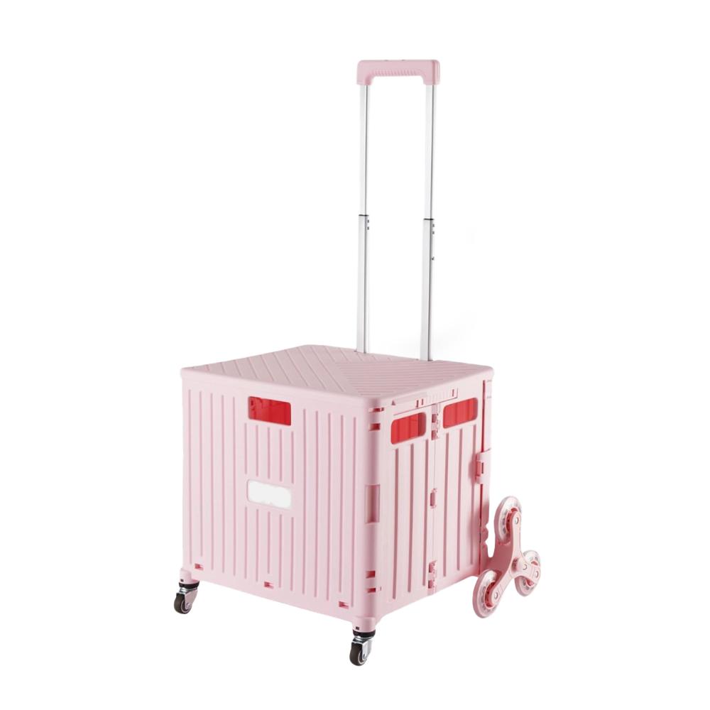 Carreta plegable con rodos para supermercado-Rosado