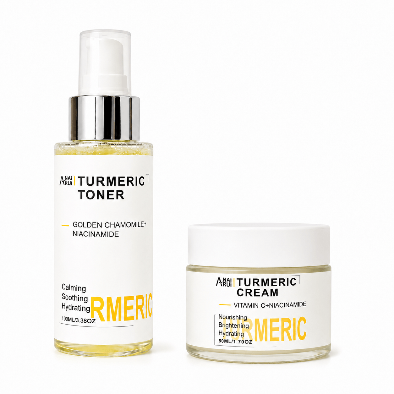Kit de Crema 50 ml y Tónico de Cúrcuma 100 ml para el Rostro, AnaiRui, antiedad que dismin…