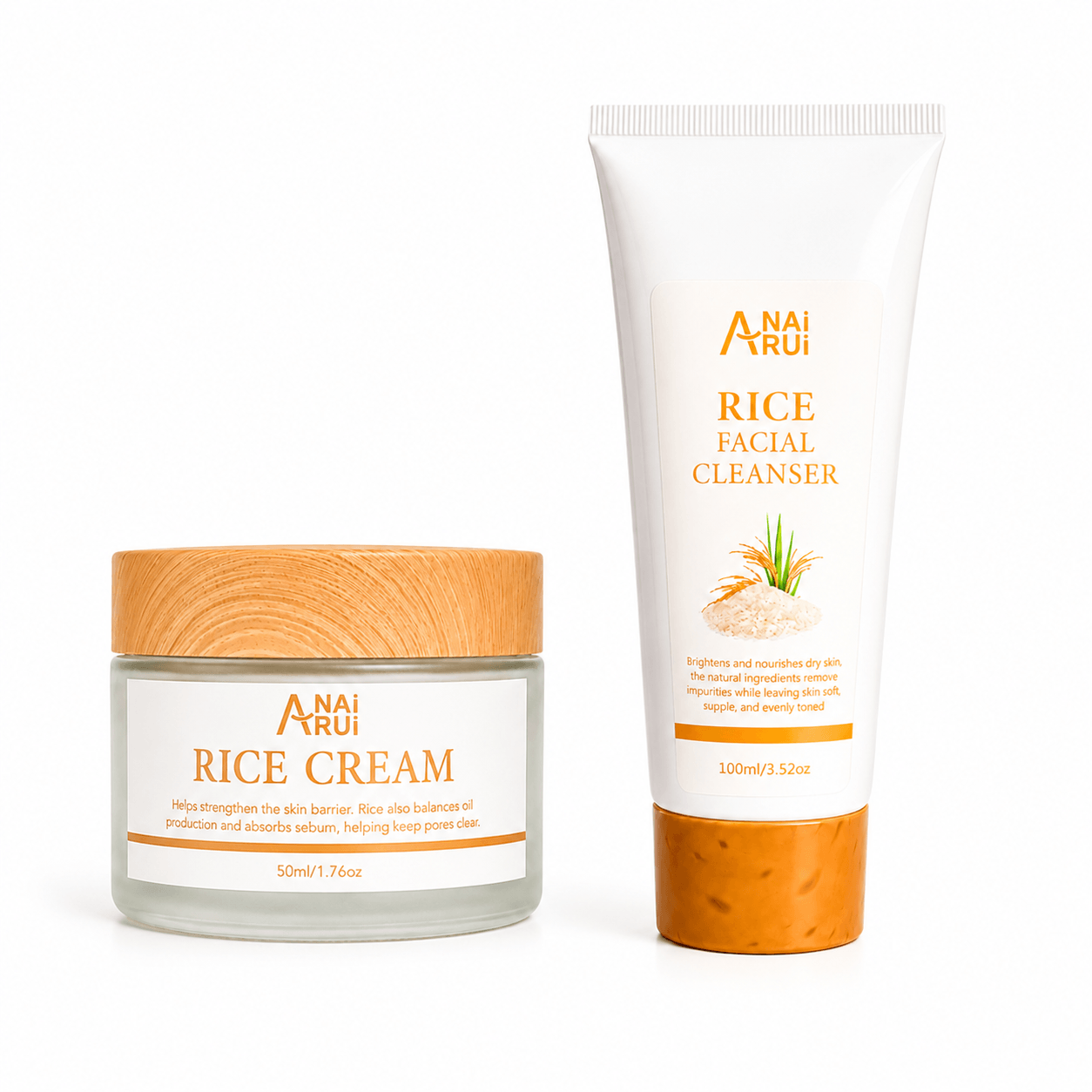 Kit de Crema 50 ml y Limpiador de Arroz 100 ml para el Rostro, AnaiRui, antiedad, ultra nu…