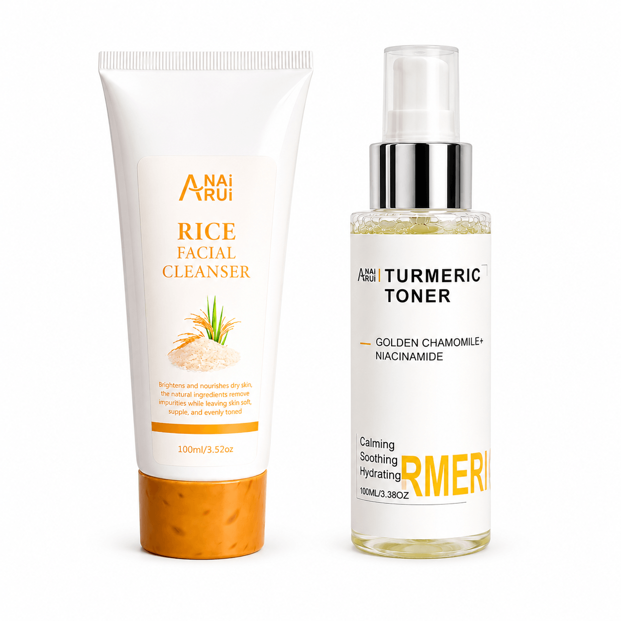 Kit de Limpiador de Arroz 100 ml y Tónico de Cúrcuma 100 ml AnaiRui, limpia poros e hidrat…