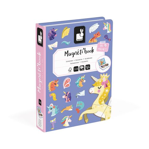 Juguete montessori Janod libro magnético unicornios