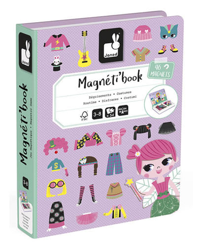 Juguete montessori Janod libro magnético disfraces chicas