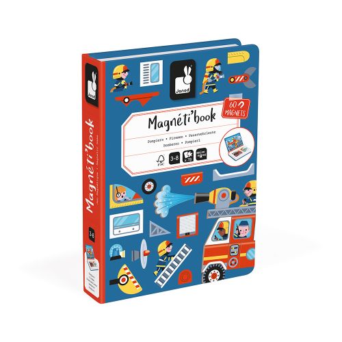 Juguete montessori Janod libro magnético bomberos