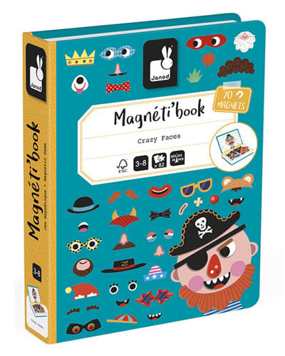 Juguete montessori Janod libro magnético caras divertidas chicos