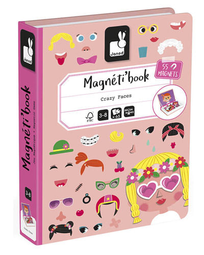 Juguete montessori Janod libro magnético caras divertidas chicas