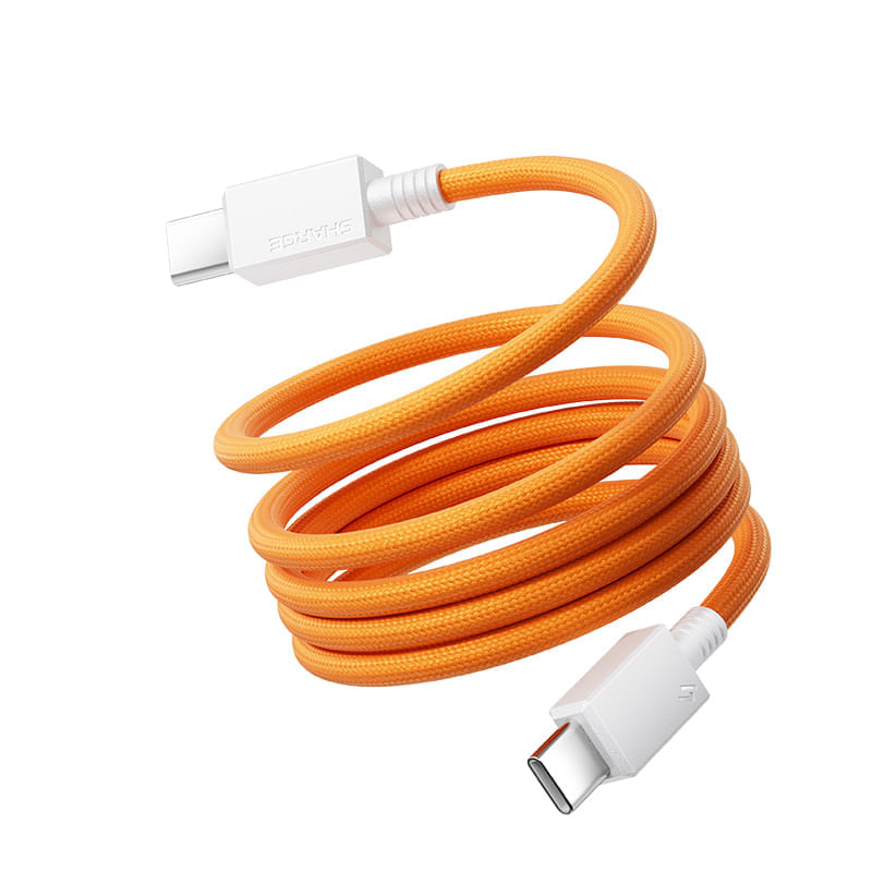 Cable SHARGE USB-C Magnético Trenzado Carga Rápida 1m Anaranjado