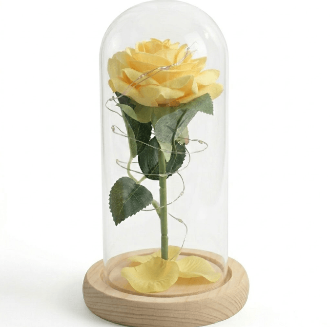 Lámpara decorativa de rosa eterna en cúpula de cristal , rosa de Bella y Bestia , color rojo