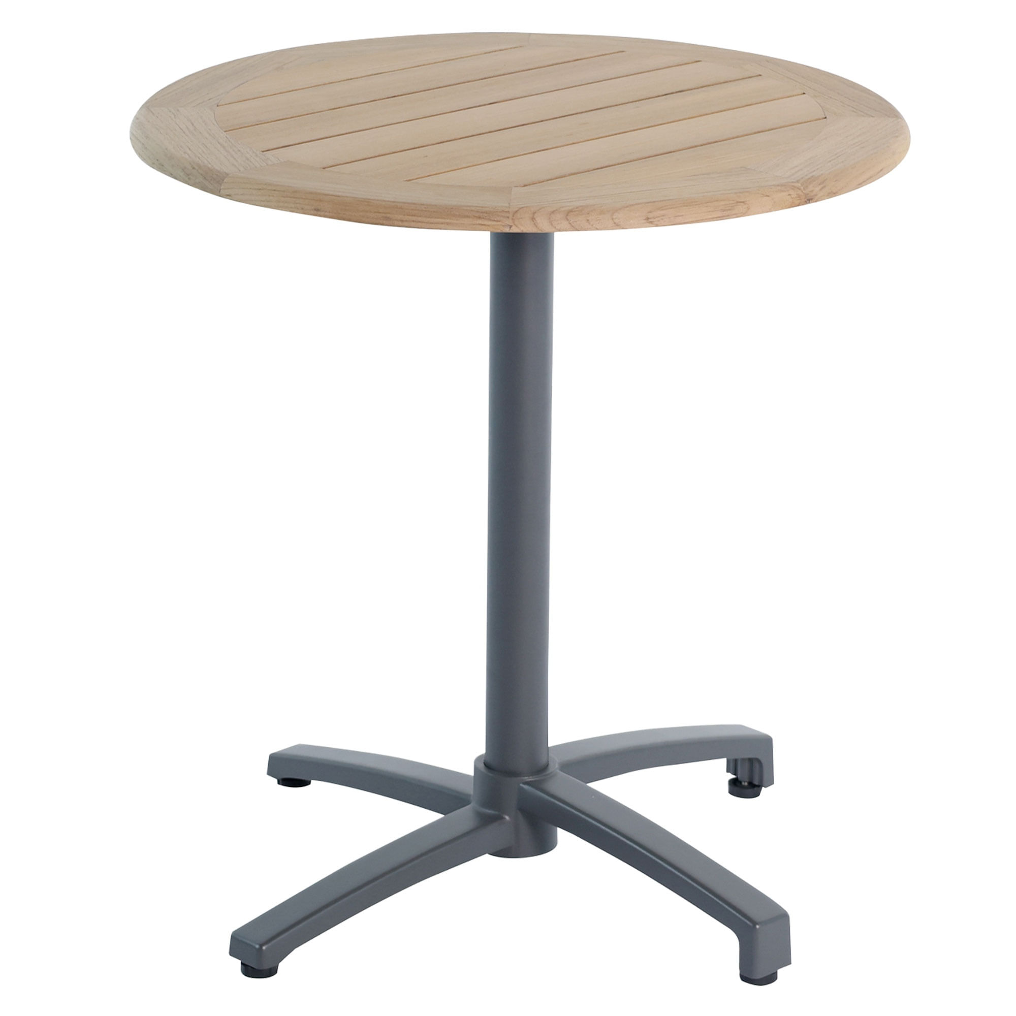 Mesa de comedor Bistro redonda de aluminio y teca