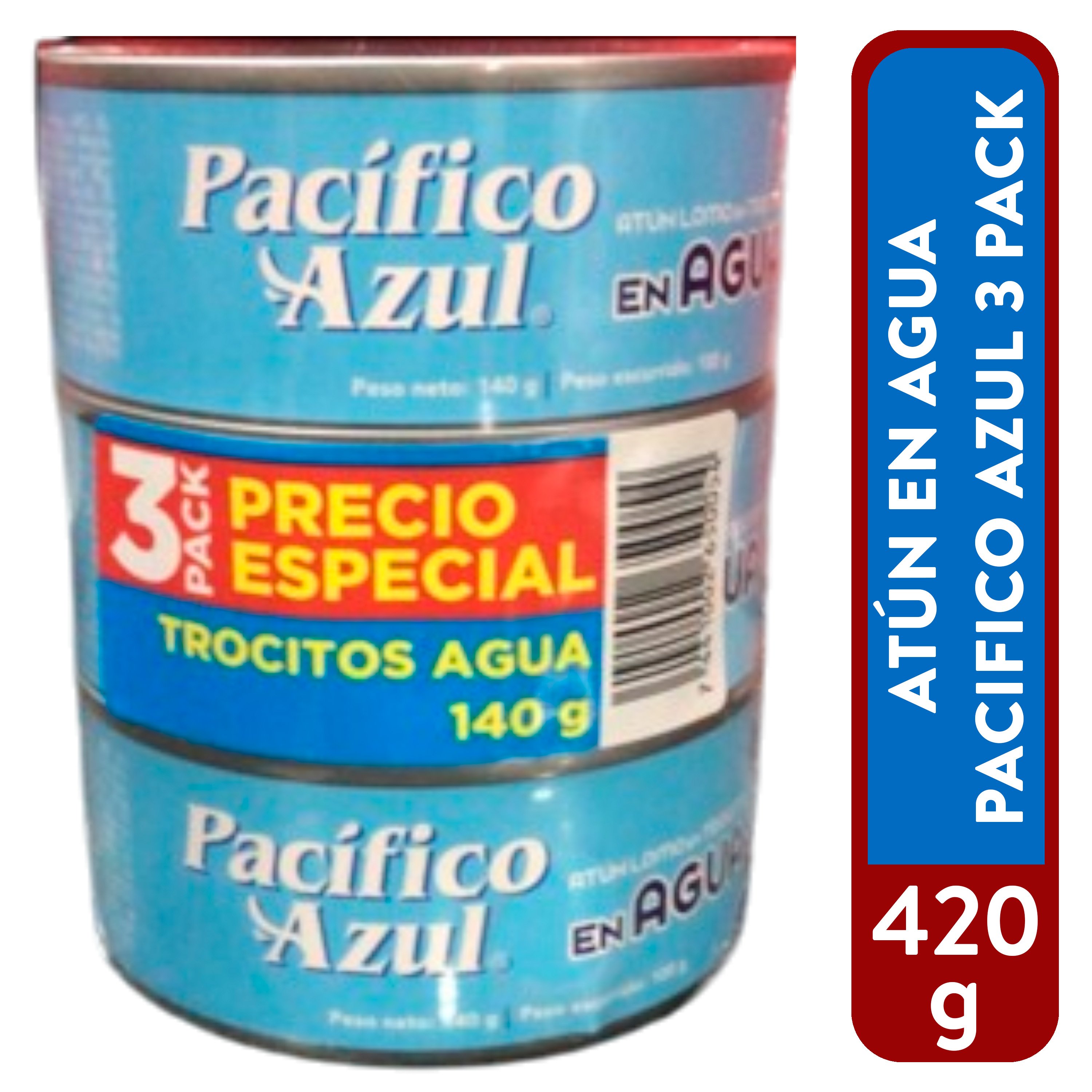 Atún Agua Lomo Trozos Pacifico Azul 3 Pack