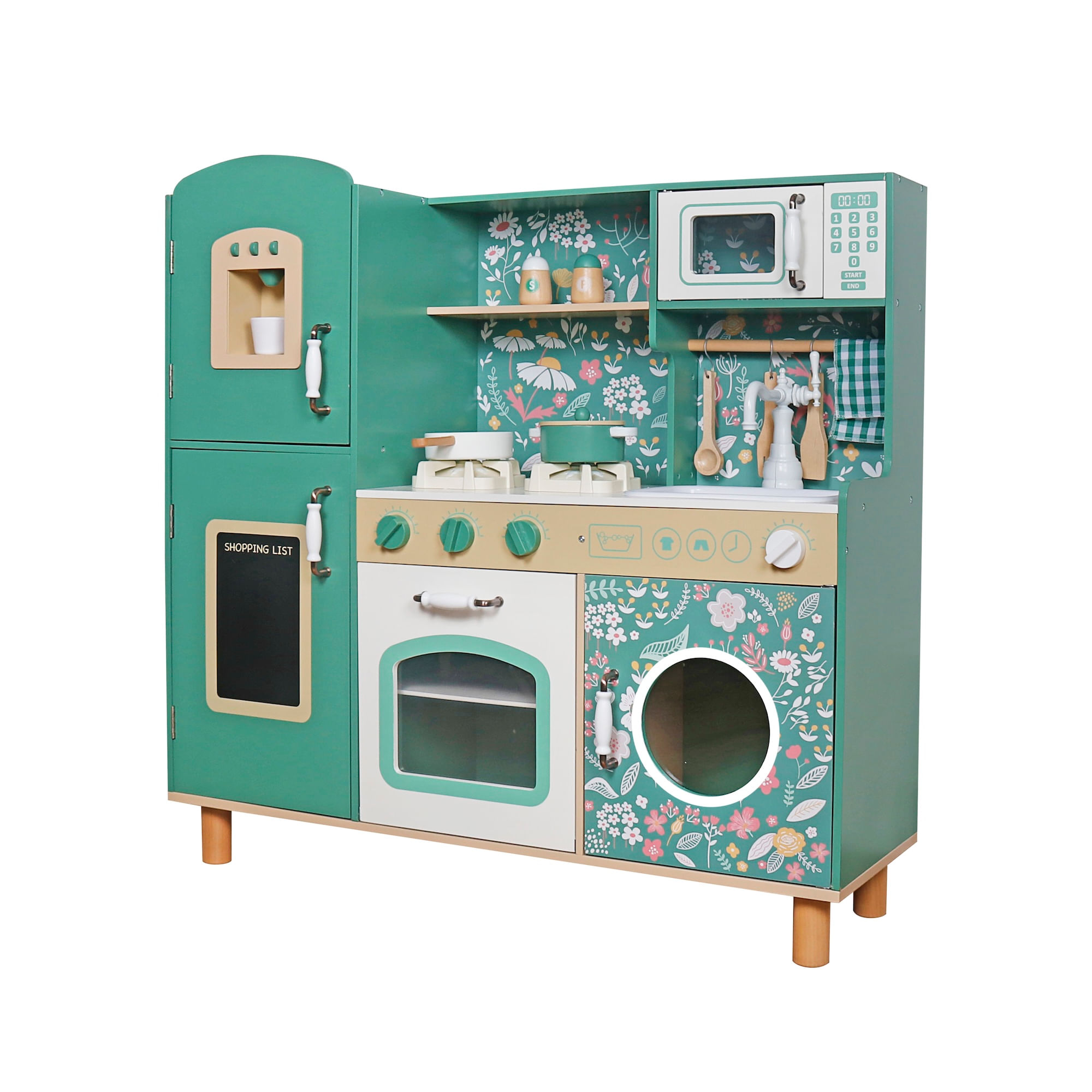 Cocinita de madera juguete Montessori con estufa electrónica modelo W10C790B