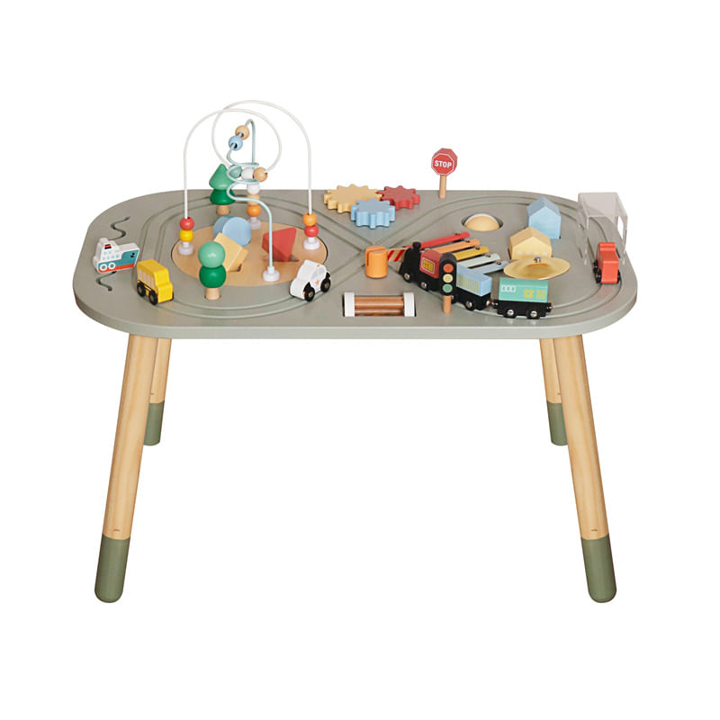 Mesa de actividades de madera juguete Montessori con laberinto de cuentas W11B318B