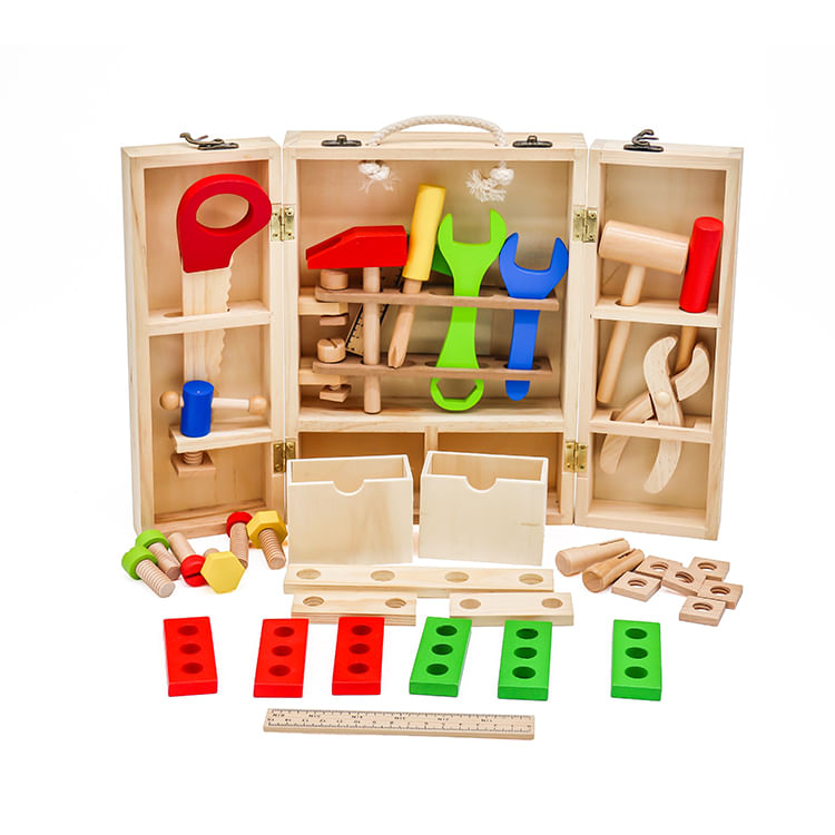 Set de herramientas de madera juguete Montessori en estuche W03D103B