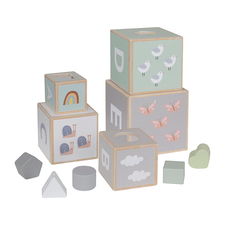 Torre de apilamiento de cubos de madera juguete Montessori modelo W13D486
