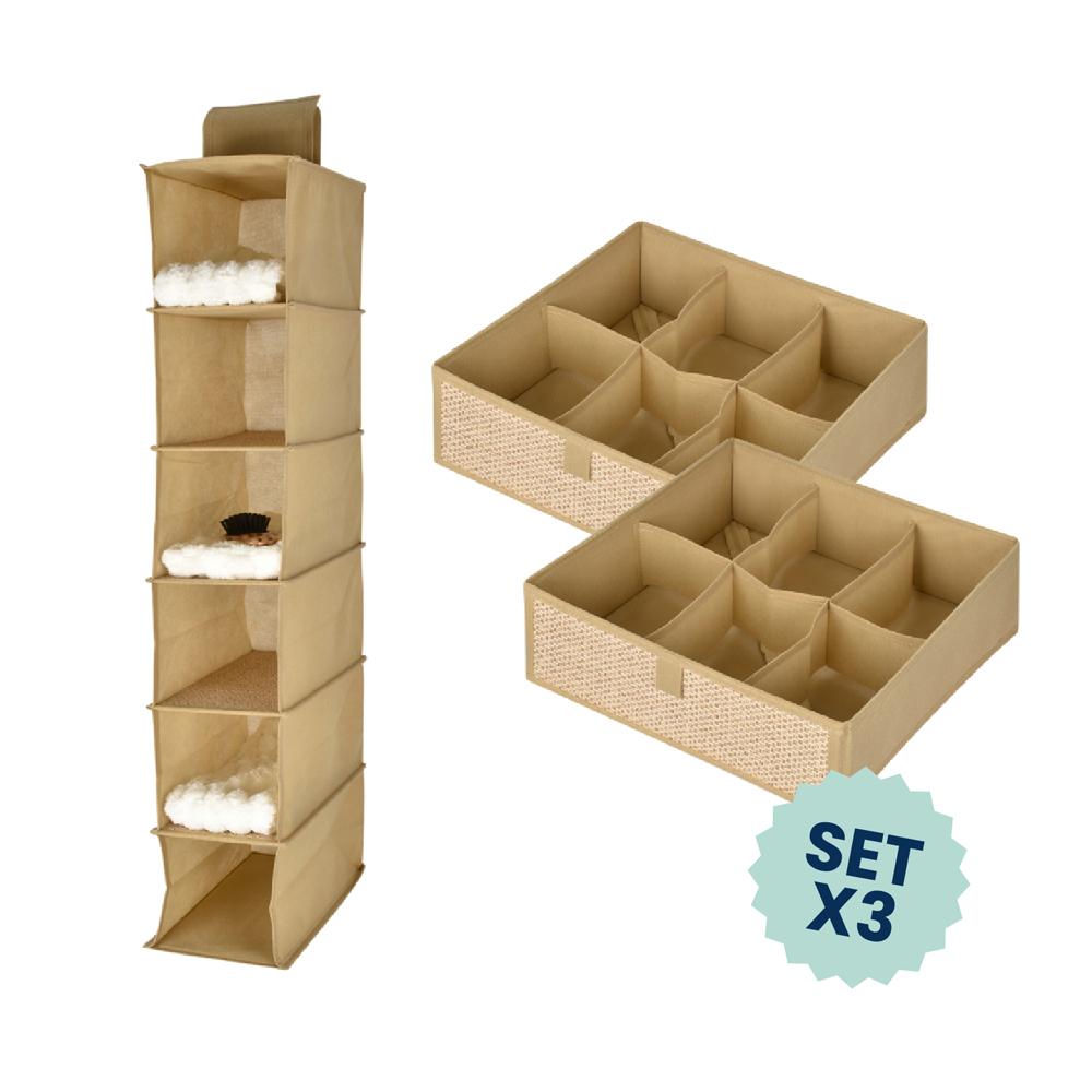 Set Organizador Colgante Y Organizadores De Almacenamiento Con Bambú