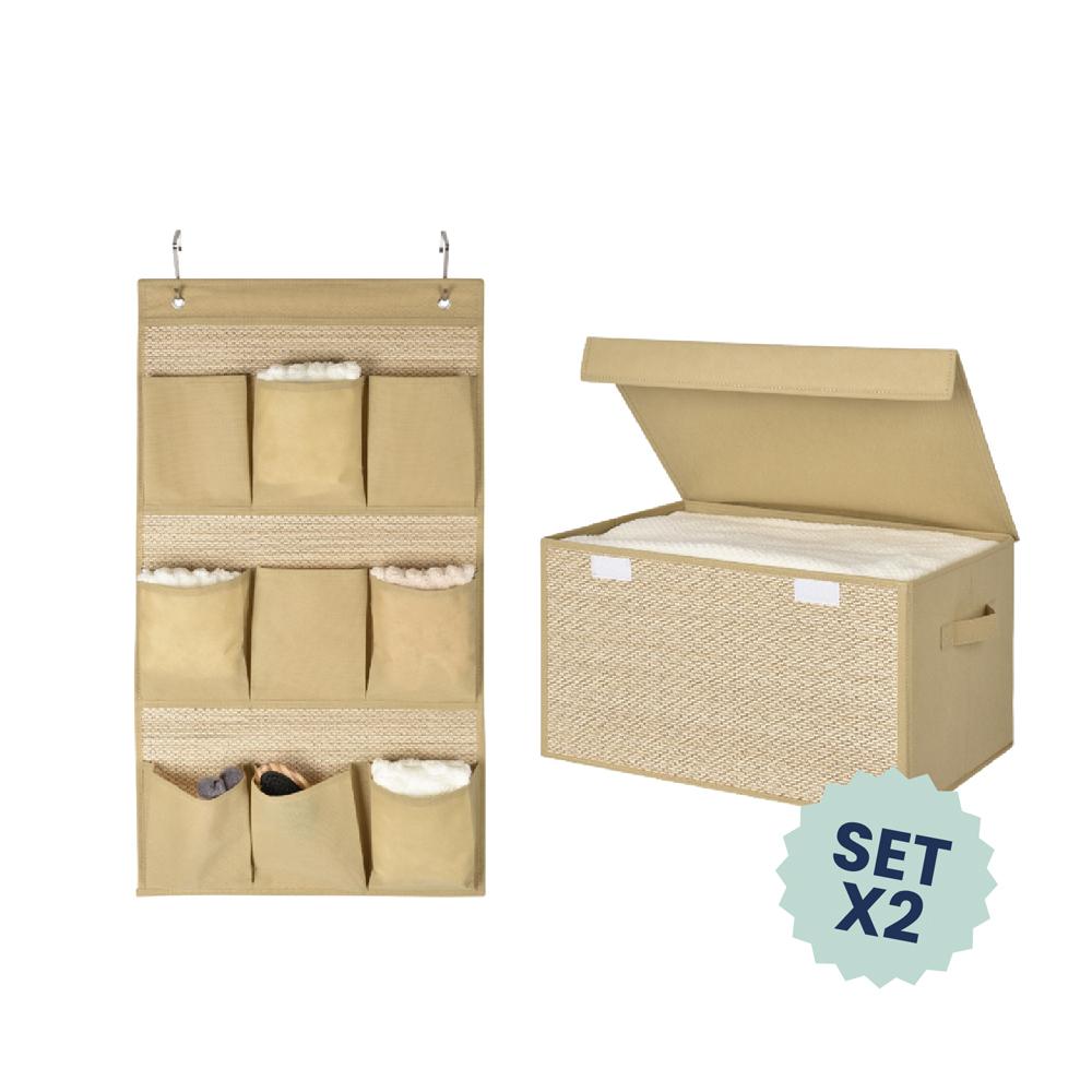 Caja De Almacenamiento Con Bambú Y Organizador Colgante Para Puerta