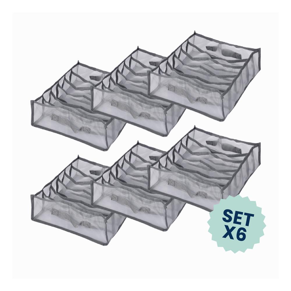 Organizador De Malla De 6 Compartimentos 30x32xH11cm - 6 Unidades