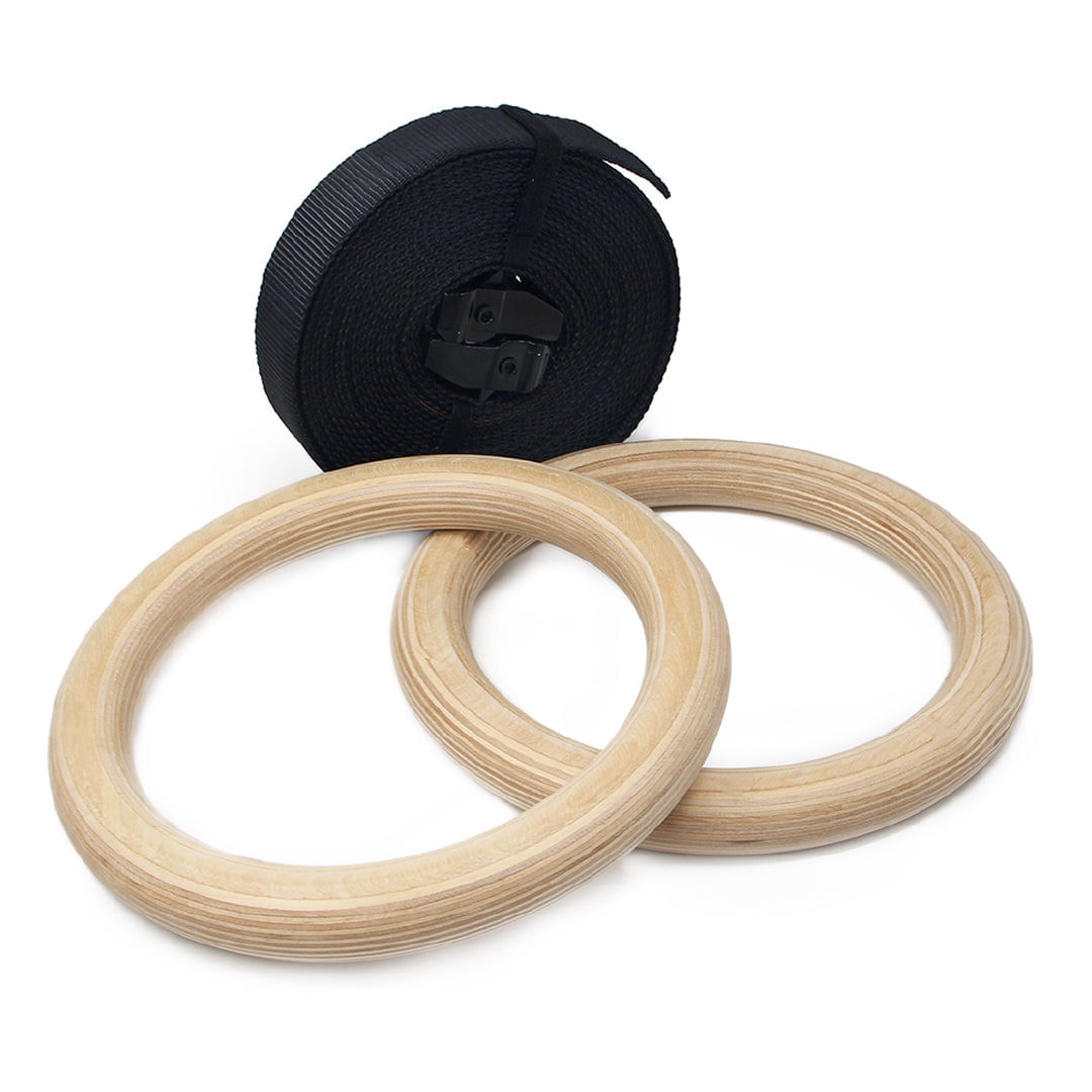 Anillas de madera con correas Volxfit (par)