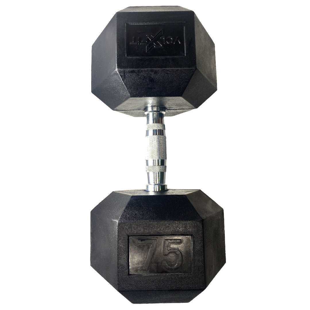 Mancuerna hexagonal de caucho Volxfit de 75 lb
