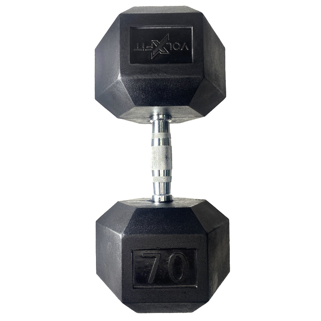 Mancuerna hexagonal de caucho Volxfit de 70 lb
