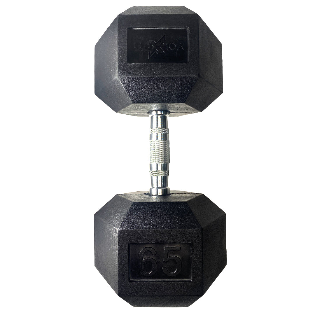 Mancuerna hexagonal de caucho Volxfit de 65 lb