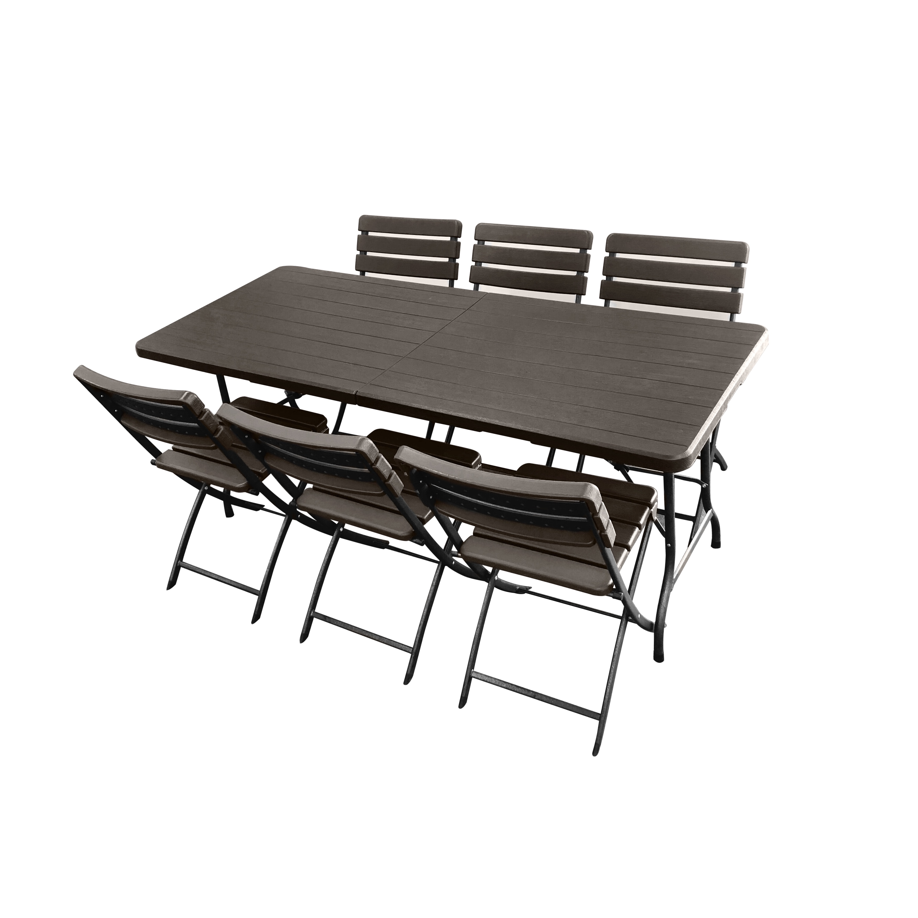 Mesa plegable a la mitad y 6 sillas Goodtime Forest