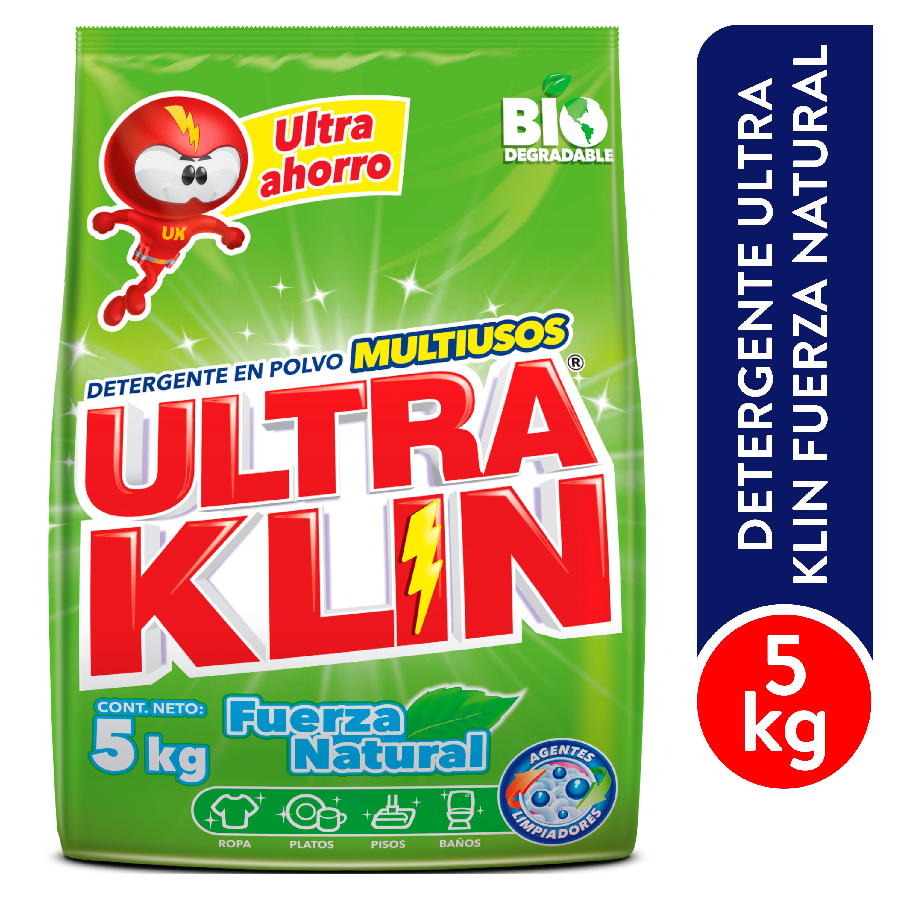 Detergente en Polvo Ultraklin Fuerza Natural - 4500g