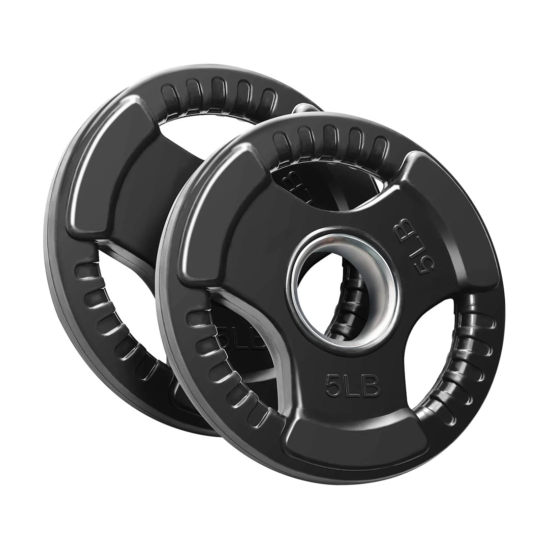 Disco olimpico de 3 agarres negro de 5 lb