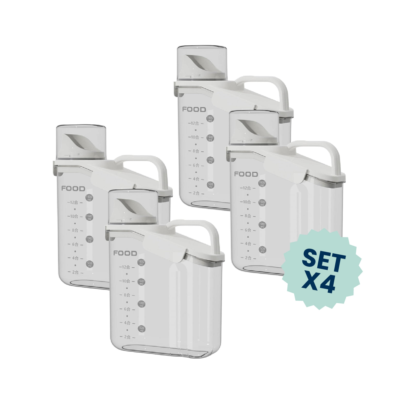 Contenedor para granos 2000ml - 4 unidades