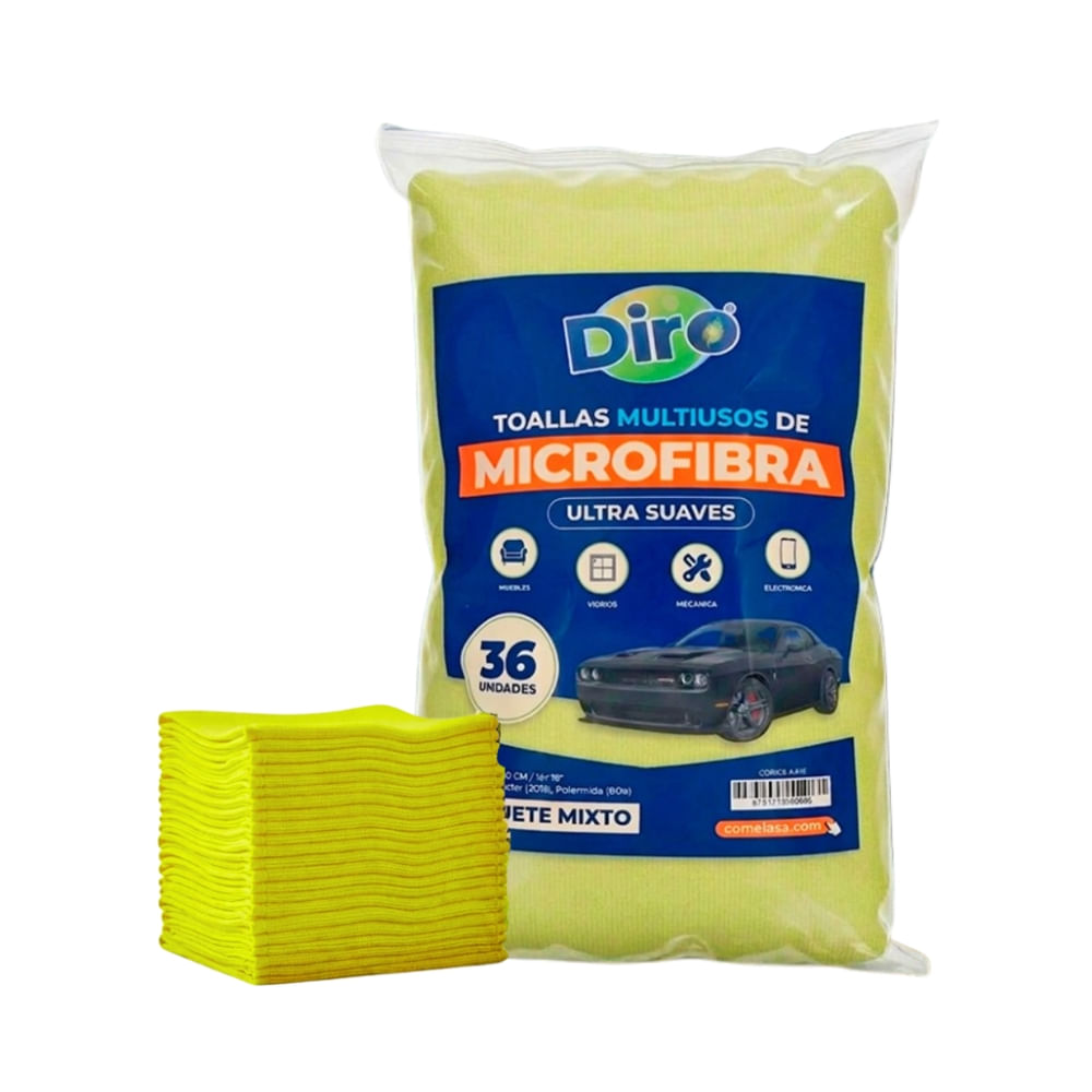 Toalla Amarilla Diro microfibra 36 pcs 16"x 16"