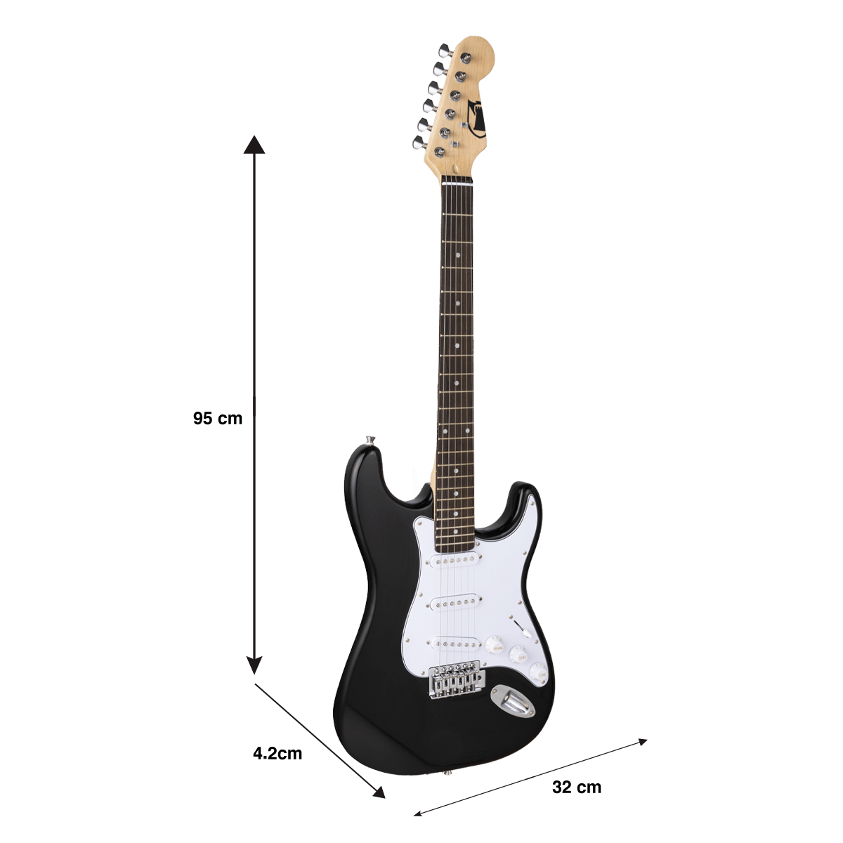 Guitarra Eléctrica Mitzu 39" De Madera Negro Y Blanco