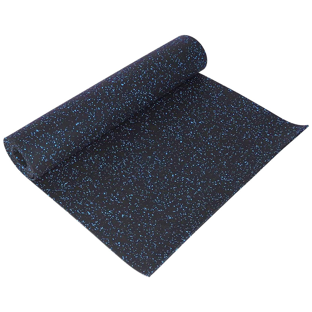 Piso de caucho negro con puntos azules de 100 x 100 x 1.0 cm (rollo)