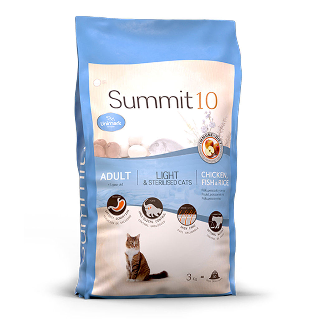 Concentrado para gato adulto Summit10 life stages feline light / castrado - 3.3lb