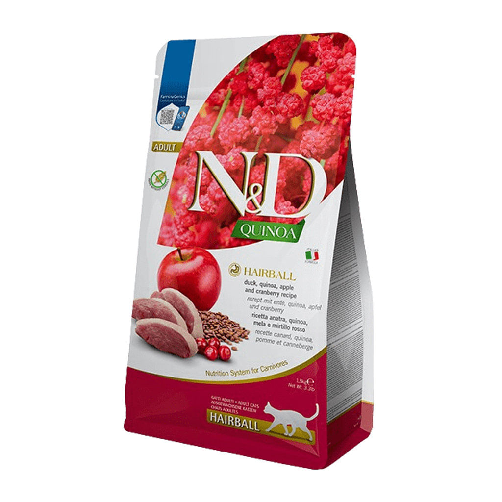 Concentrado para gato adulto N&D quinoa gato adulto hairball pato - 3.3lb