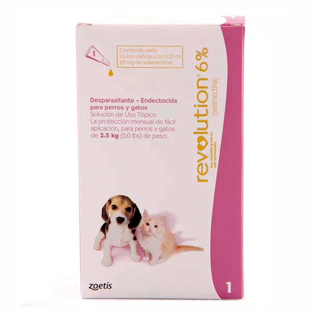 Antipulgas para perro y gato pipeta Revolution rosada 2.5kg