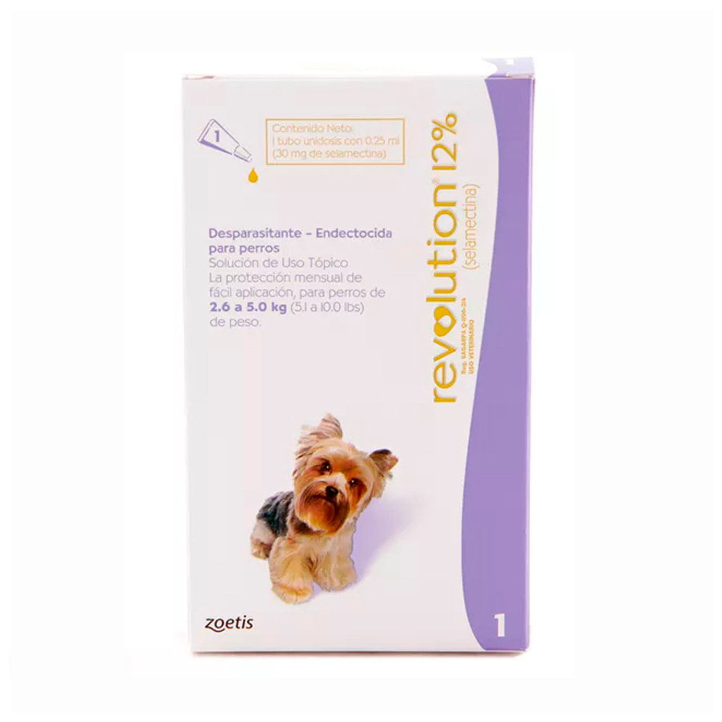 Antipulgas para perro pipeta Revolution morada 2.6kg a 5kg