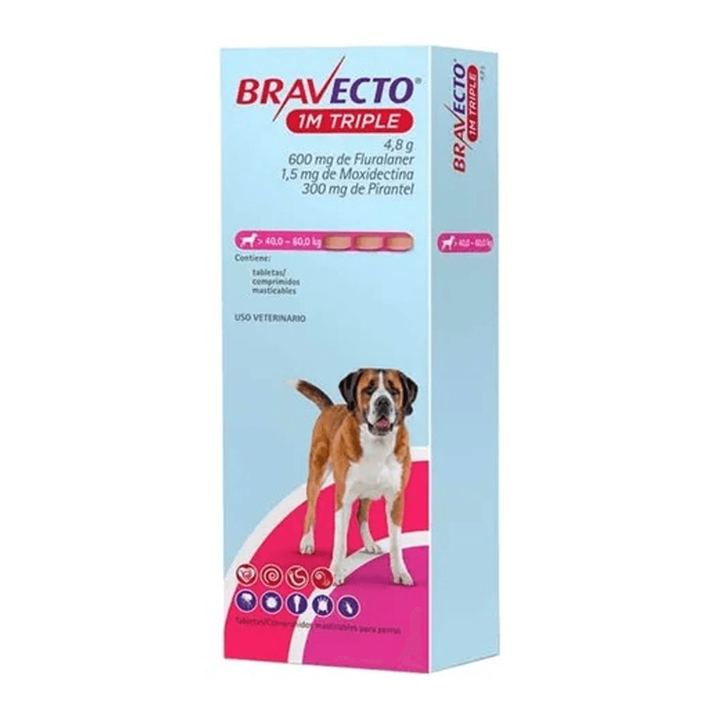Antipulgas para perro Bravecto 1M triple - 40kg a 60kg (1 tableta)