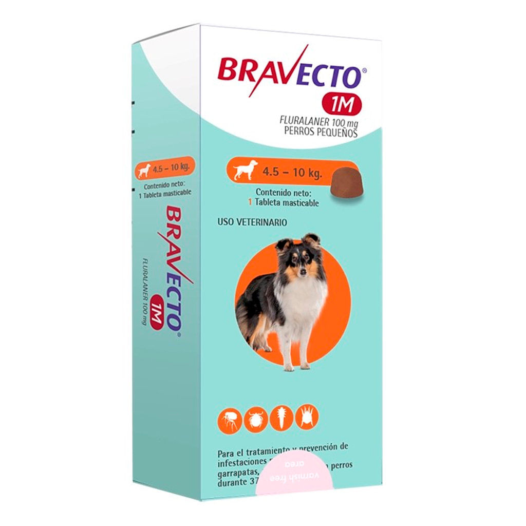 Antipulgas para perro Bravecto 1M - 4.5 a 10kg