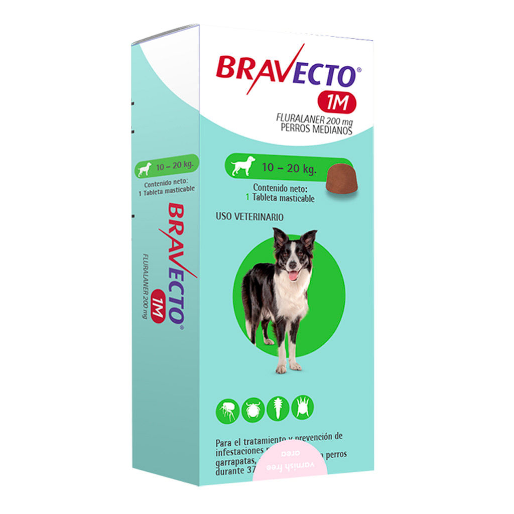 Antipulgas para perro Bravecto 1M - 10 a 20kg