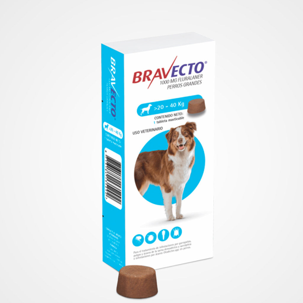 Antipulgas para perro Bravecto 20 a 40kg (Pastilla)