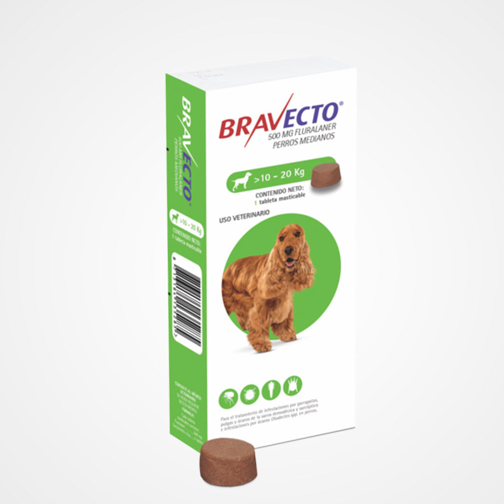 Antipulgas para perro Bravecto 10 a 20kg (Pastilla)