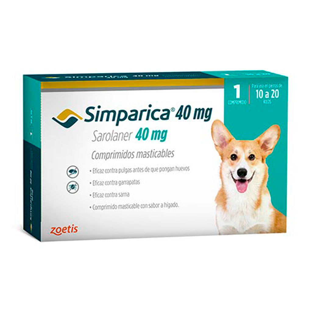 Antipulgas para perro Simparica 40mg 10-20kg