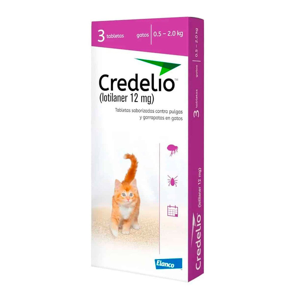Antipulgas para gato Credelio gato 12mg 0.5 a 2kg - 3 tabletas