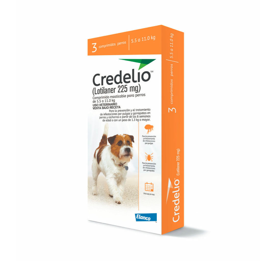 Antipulgas para perro tableta Credelio 225mg - 5.5 a 11Kg (3 tabletas)