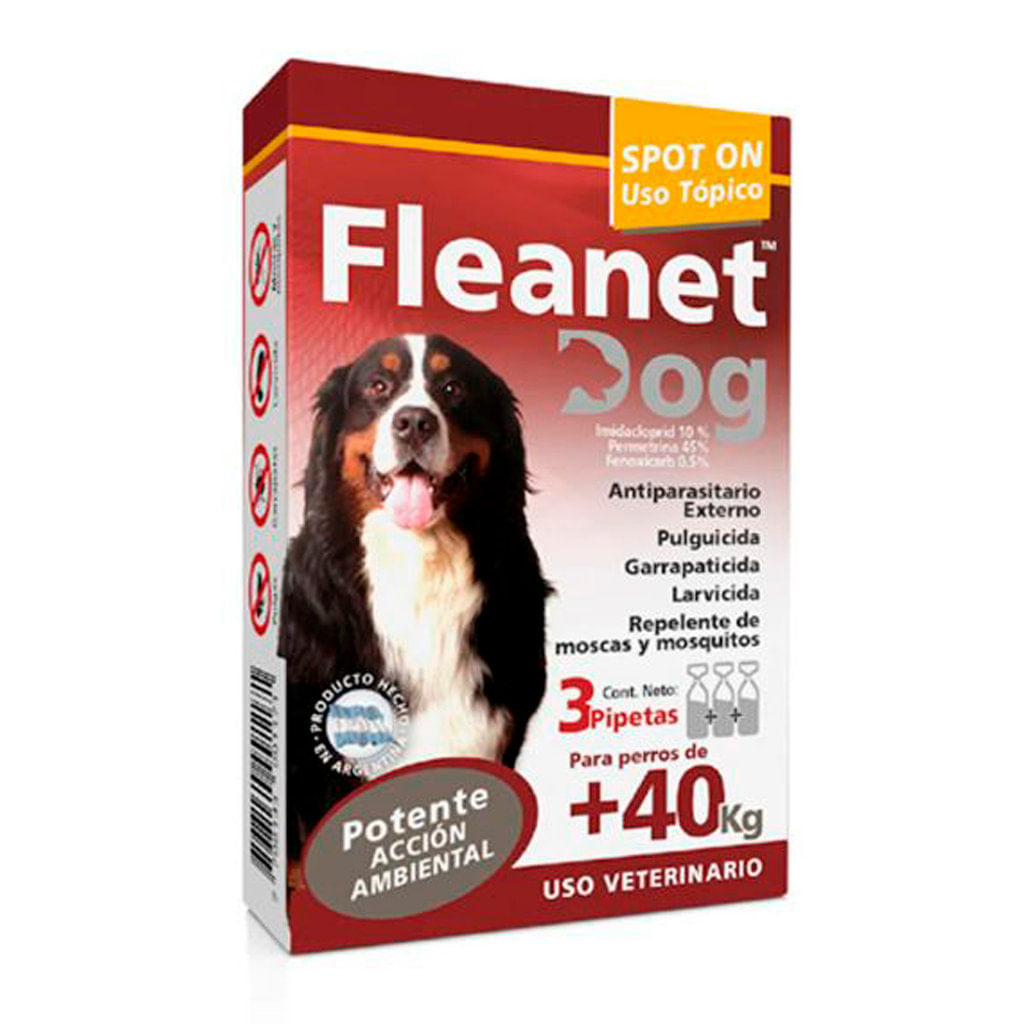 Antipulgas para perro Fleanet pipeta para perros +40kg (caja 3 pipetas)