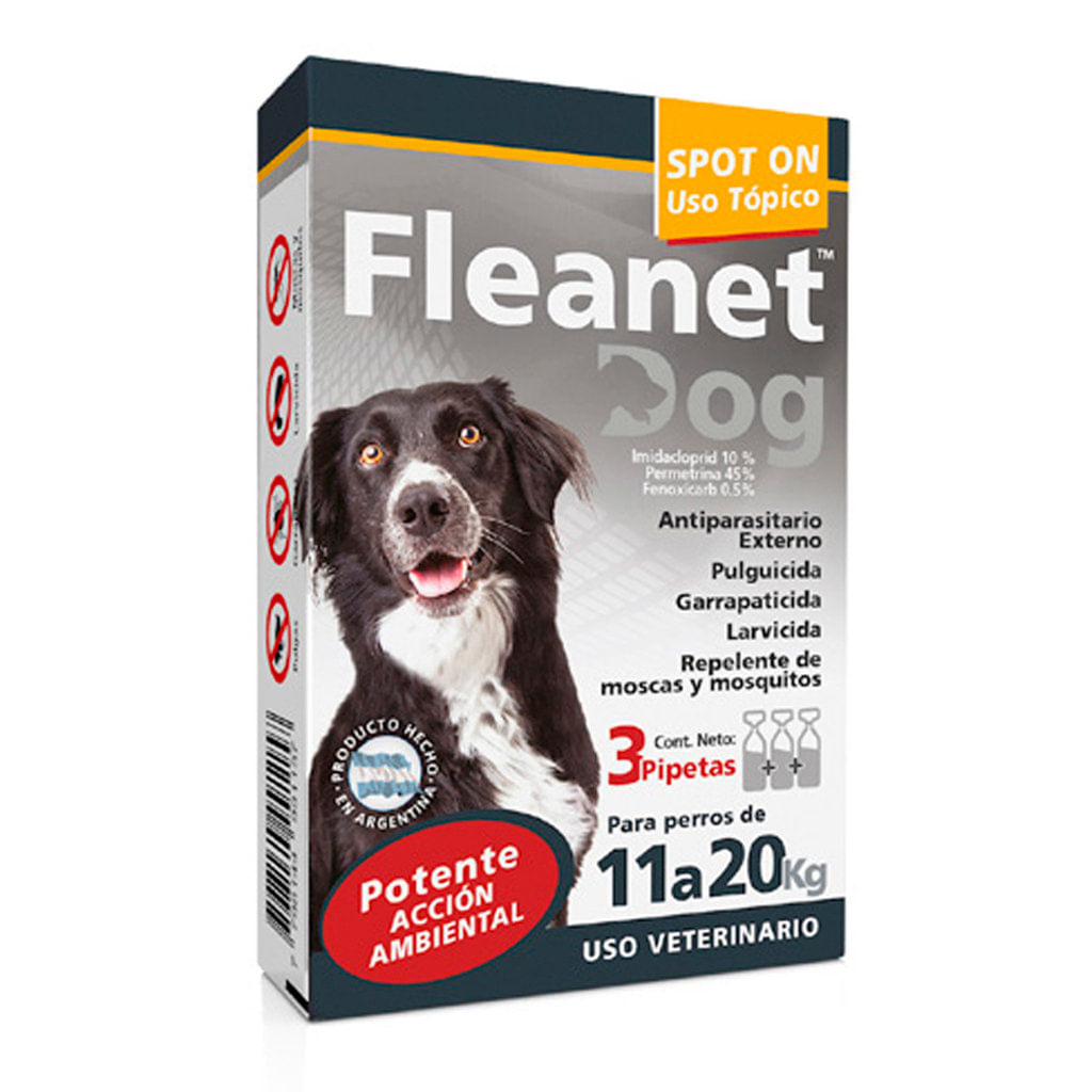 Antipulgas para perro Fleanet pipeta para perros - 11 a 20kg (caja 3 pipetas)