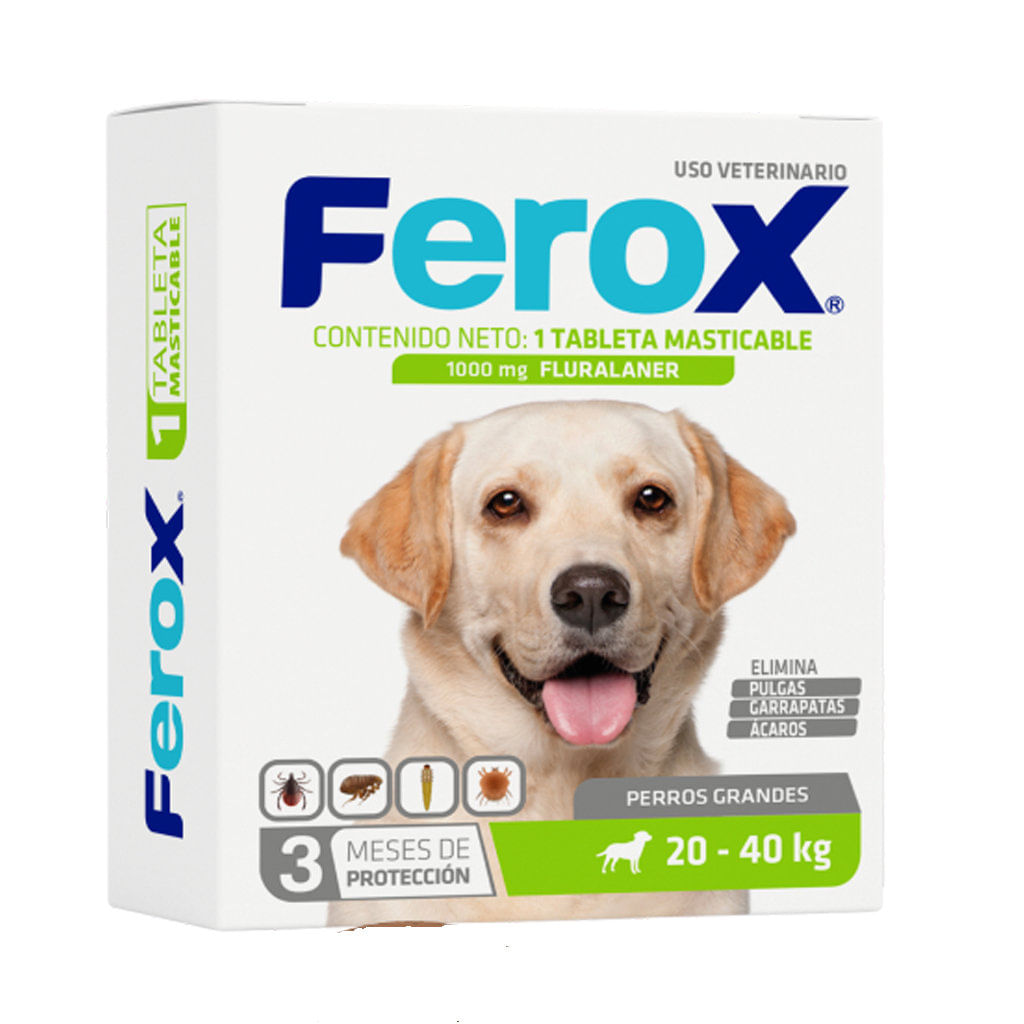 Antipulgas para perro Ferox tableta masticable 20kg - 40 kg