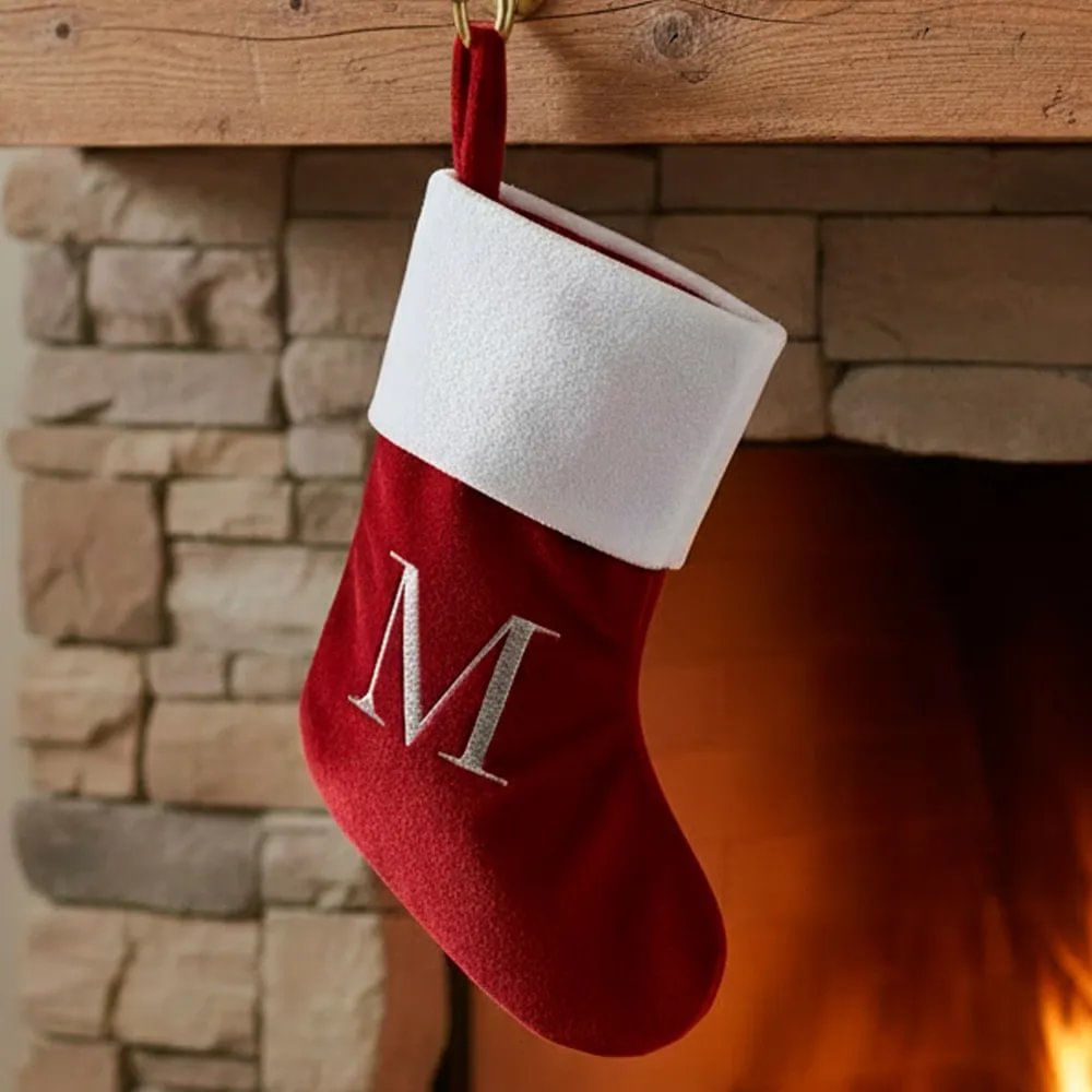 Bota mini Holiday Time letra M diseño Navidad - 20 cm