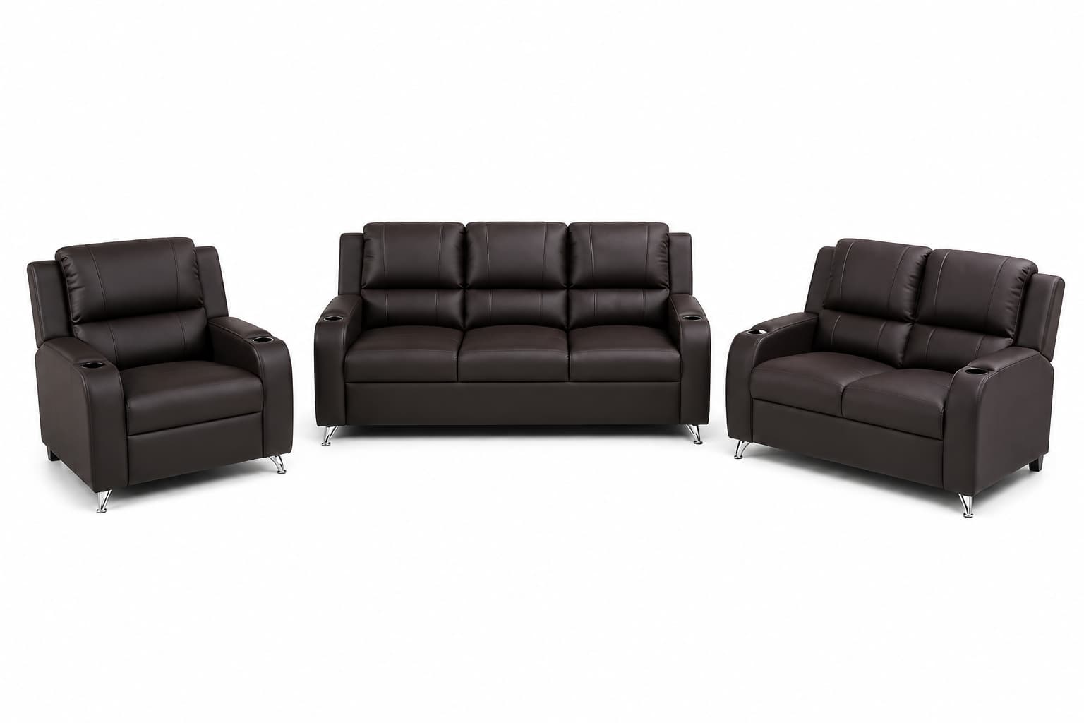 Sala 3-2-1 Orrego modelo Estambul con Reclinable cuerina color café